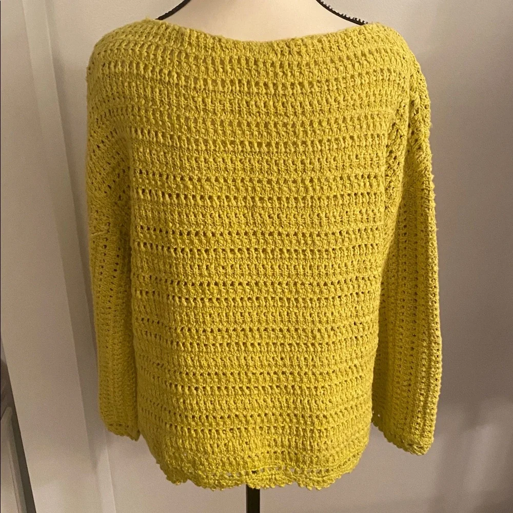Anthropologie size small lime green cable knit sweater - Picture 4 of 9